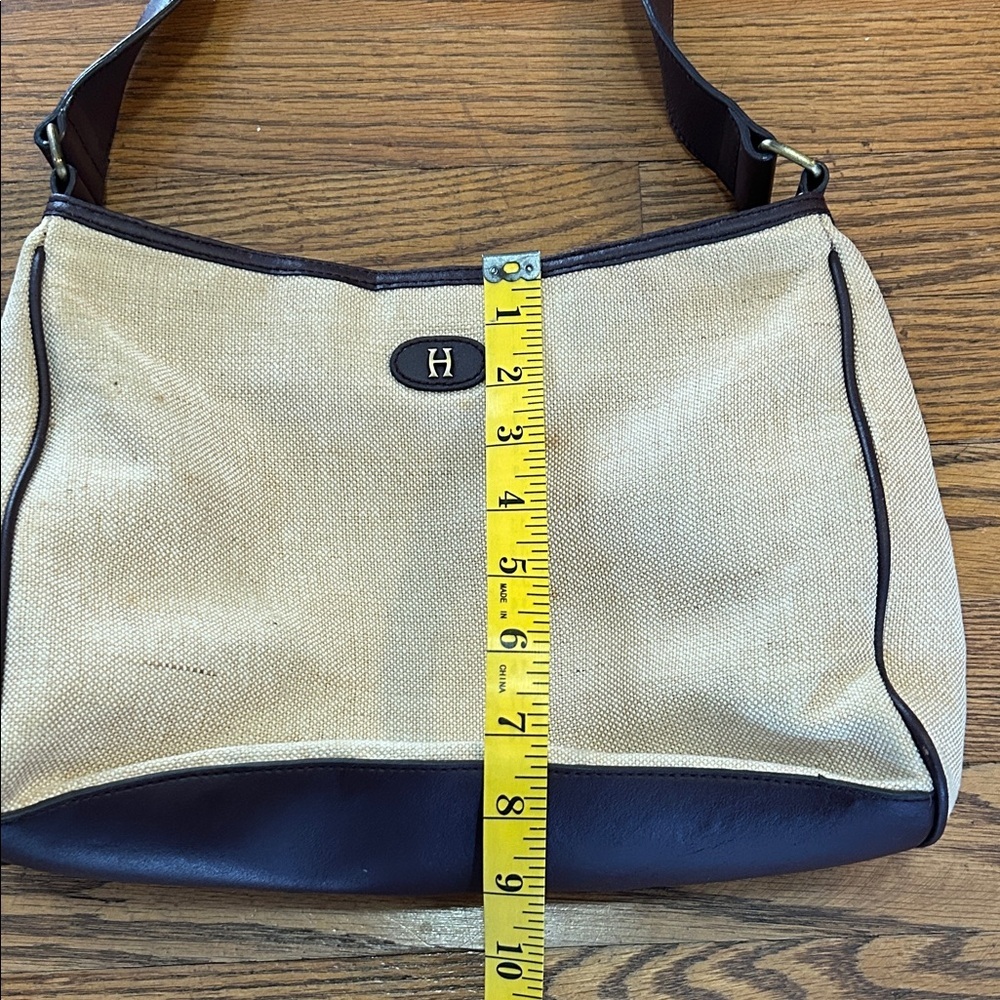Heritage Etienne Aigner Bag Tan Canvas with Burgundy Leather Trim - Picture 10 of 14